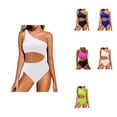 thumbnail image 1 of Womens One Shoulder One Piece Swimsuit with Keyhole Cutout, Full Coverage Tummy Control Bathing Suit, 1 of 8