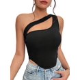 thumbnail image 1 of Womens One Shoulder Sports Bra Sleeveless Workout Yoga Bra Backless Summer Crop Tank Tops Black M, 1 of 9