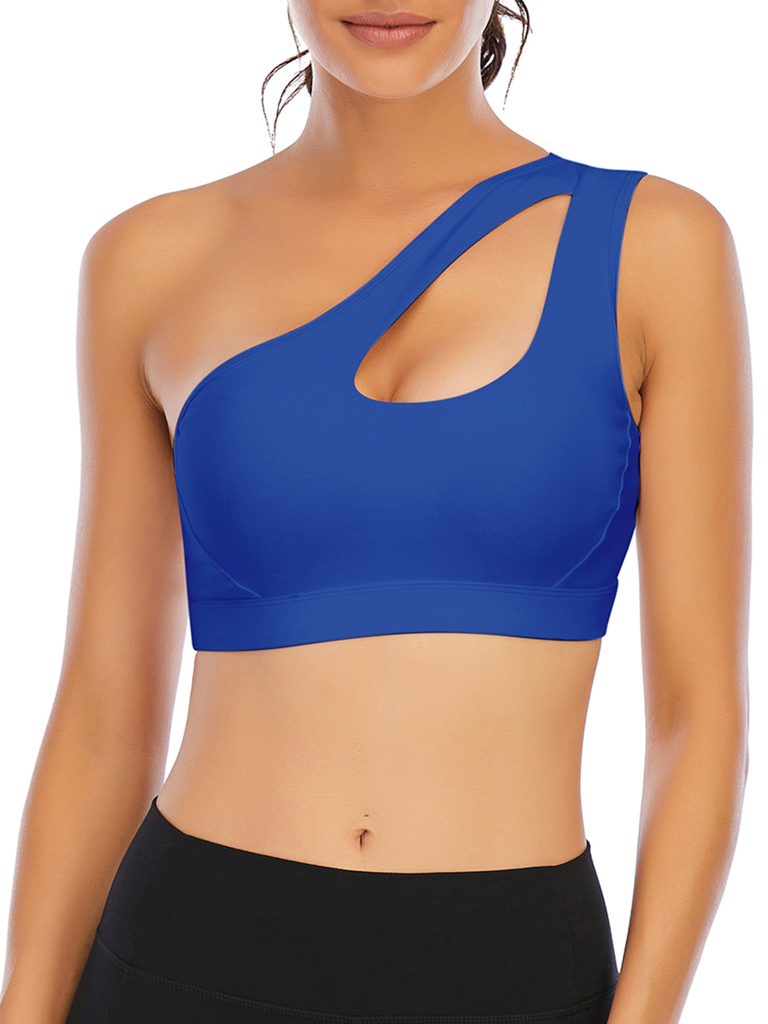 One Shoulder High Support Sports Bras for Women for Large Bust Athletic  Straps Workout Sexy Cute High Impact Gym Yoga Blue : : Mode