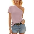 thumbnail image 1 of Womens One Shoulder Tank Tops Summer Going Out Solid Tops Asymmetrical Sleeveless Shirts, 1 of 6