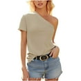 thumbnail image 1 of Womens One Shoulder Tank Tops Summer Going Out Solid Tops Asymmetrical Sleeveless Shirts, 1 of 6