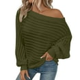 thumbnail image 1 of Womens One Shoulder Tops, Fall Sweaters for Women Fashion Loose Fit Knitted Solid Color Long Sleeve Pullover S-XL, 1 of 8