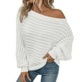 thumbnail image 1 of Womens One Shoulder Tops, Fall Sweaters for Women Fashion Loose Fit Knitted Solid Color Long Sleeve Pullover S-XL, 1 of 8