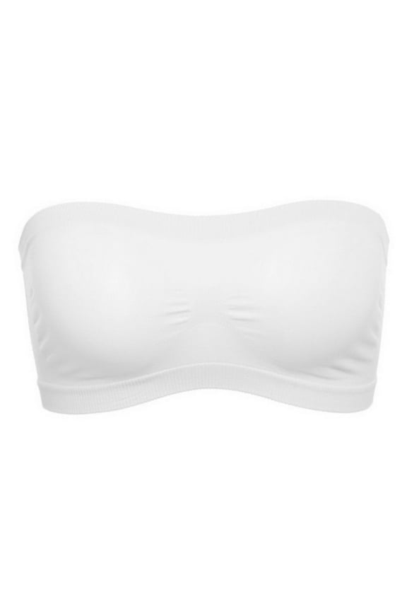 Womens One Size Strapless Seamless Stretch Bandeau Tube Bra Top Back Mesh Solid