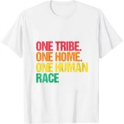 Womens One Tribe One Human Race Human Rights Anti Racist Freedom V-Neck T-Shirt White