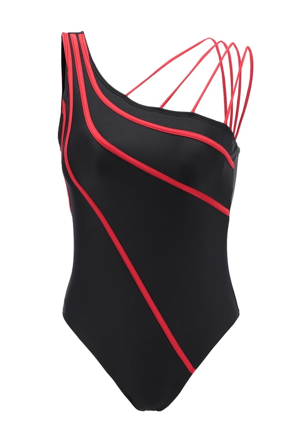 Womens One-piece Swimsuits Athletic Color Block Bathing Suit Padded Swimwear