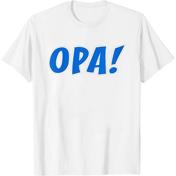 Womens Opa! Greek Celebration V-Neck T-Shirt White 4X-Large