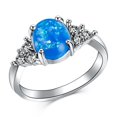 thumbnail image 1 of Womens Opal Ring With Diamond Accents Simple Metal Alloy Band Artificial Gems Semi Precious Stones Ring Fashion, 1 of 3