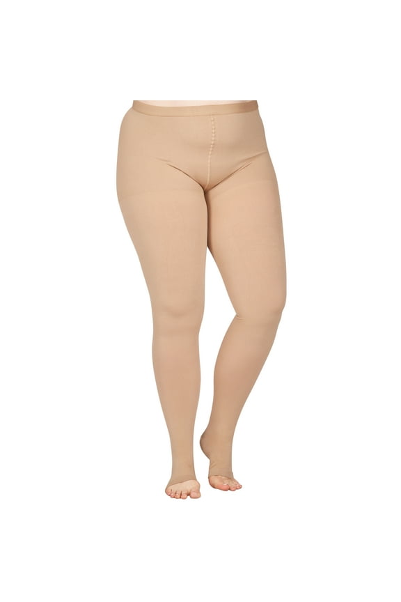 Womens Opaque Compression Pantyhose 20-30mmHg for Pregnancy - Beige, Medium