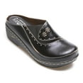thumbnail image 1 of Womens Open-Back Hand-Painted Leather Clogs - Black - European Size 42, 1 of 5