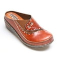 thumbnail image 1 of Womens Open-Back Hand-Painted Leather Clogs - Camel - European Size 37, 1 of 8