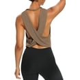 thumbnail image 1 of Womens Open Back Workout Shirts Cropped Yoga Tank Tops Backless Athletic Clothes, 1 of 11