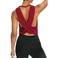 thumbnail image 1 of Womens Open Back Workout Shirts Cropped Yoga Tank Tops Backless Athletic Clothes, 1 of 12