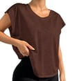 thumbnail image 1 of Womens Open Back Workout Top Oversized Workout T Shirts Backless Athletic Shirt Short Sleeve Baby Tee, 1 of 5