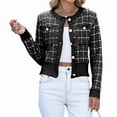 thumbnail image 1 of Womens Open Front Button Down Long Sleeve Texture Knit Cardigan Sweaters with Pockets Black S, 1 of 7