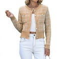 thumbnail image 1 of Womens Open Front Button Down Long Sleeve Texture Knit Cardigan Sweaters with Pockets Khaki S, 1 of 7