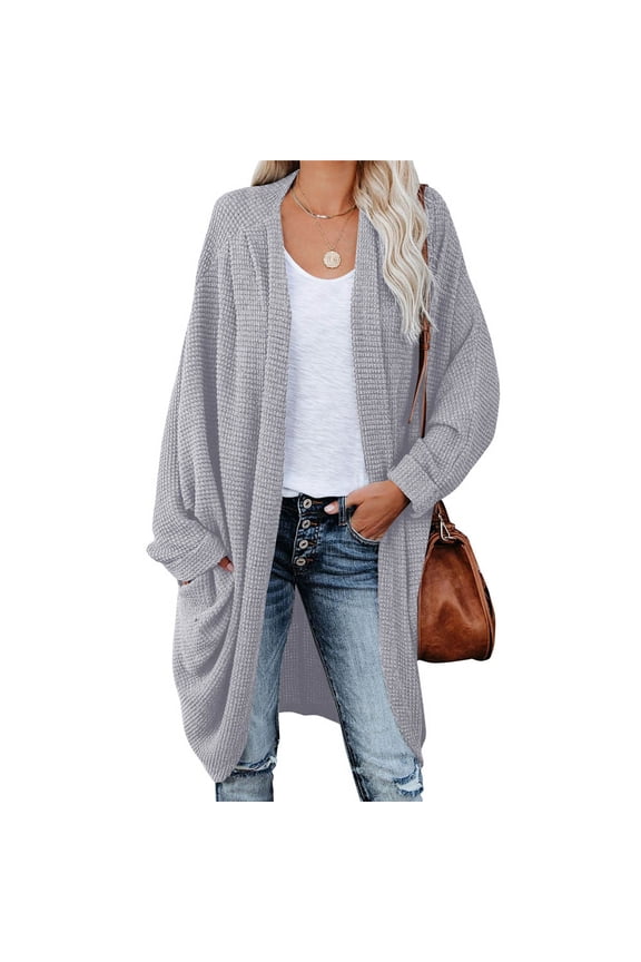 Womens Open Front Cardigan Batwing Sleeve Oversized Sweater Coat