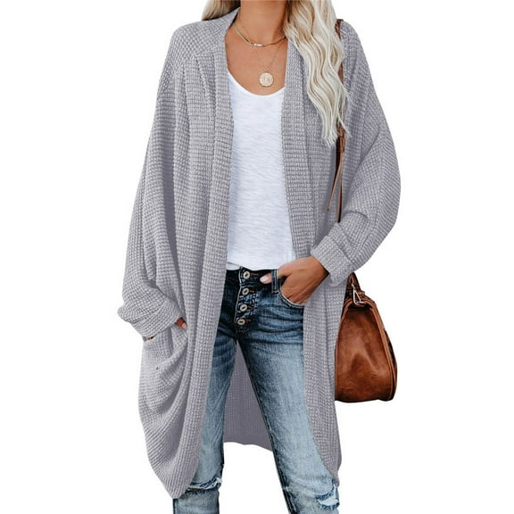 Womens Open Front Cardigan Batwing Sleeve Oversized Sweater Coat
