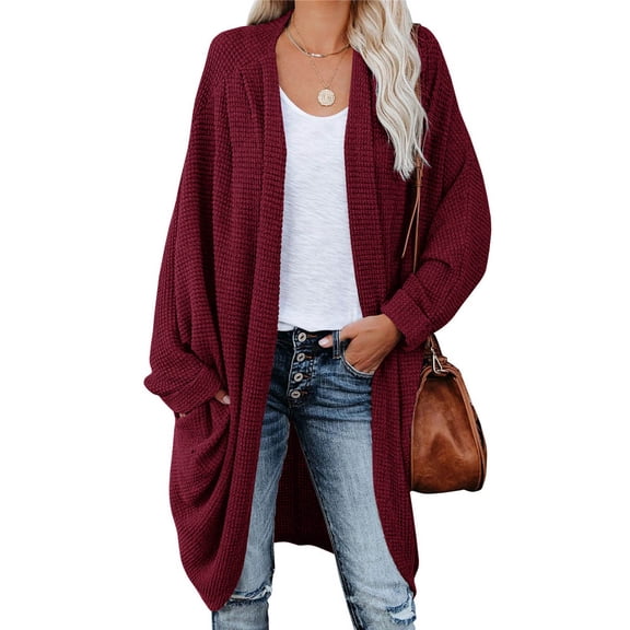 Womens Open Front Cardigan Batwing Sleeve Oversized Sweater Coat