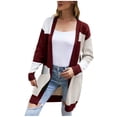 thumbnail image 1 of Womens Open Front Cardigan Colorblock Long Sleeve Loose Knit Casual Lightweight Soft Sweaters Tops Outerwear, 1 of 5