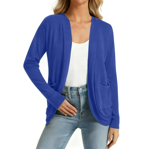 Womens Open Front Cardigan, Fall Cardigan for Women Lightweight Casual Solid Color Long Sleeve Shirts Coverup Coats