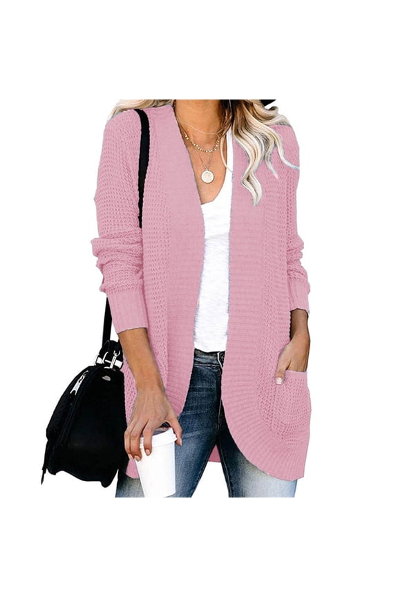 Womens Open Front Cardigan Long Sleeve Knitted Soft Sweater Loose Lightweight Slouchy Coat Outwear All up Wrap Sweater plus Size Dress Coats for Women Girls plus Winter Coats Long Open Front Sweater