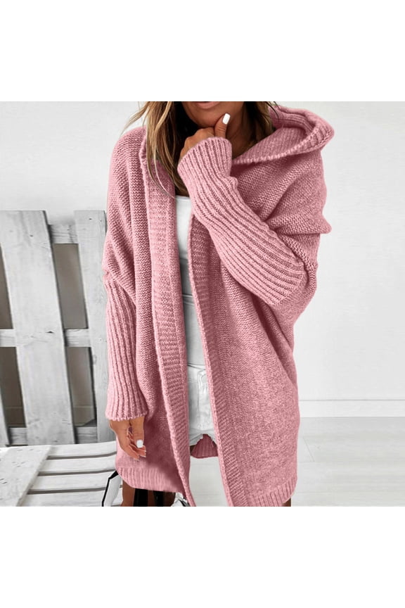 Womens Open Front Cardigans Knitted Hooded Sweater Coat Oversized Cardigan Sweaters Fall Winter Outerwear Cardigans with Buttons Surf Sweater Women Kimonos for Women plus Size Lightweight Cardigan for
