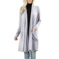 thumbnail image 1 of Womens Open Front Draped Slouchy Pocket Long Cardigan, 1 of 3