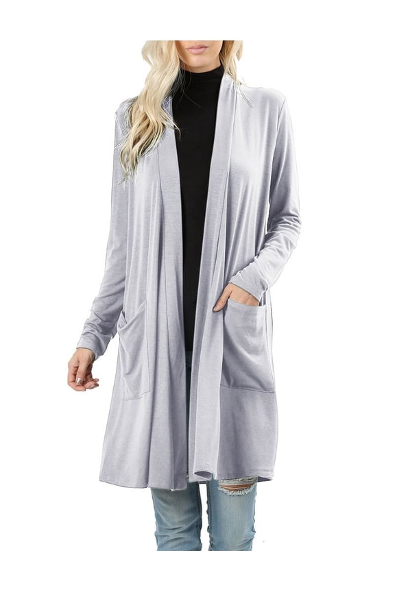 Womens Open Front Draped Slouchy Pocket Long Cardigan