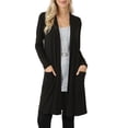 thumbnail image 1 of Womens Open Front Draped Slouchy Pocket Long Cardigan, 1 of 3