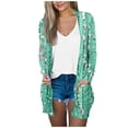 thumbnail image 1 of Womens Open Front Floral Cardigan Shirts with Pocket Long Sleeve Lightweight Coat Loose Comfort Casual Tops Outwear Mint Green, M, 1 of 5