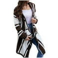 thumbnail image 1 of Womens Open Front Hoodie Cardigan Colorblock Long Sleeve Casual Loose Irregular Knit Lightweight Sweaters Outerwear, 1 of 6