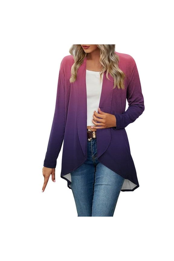 Womens Open Front Lightweight Cardigan Casual Sweater Blazer High Low Work Office Business Jacket Outerwear Coat