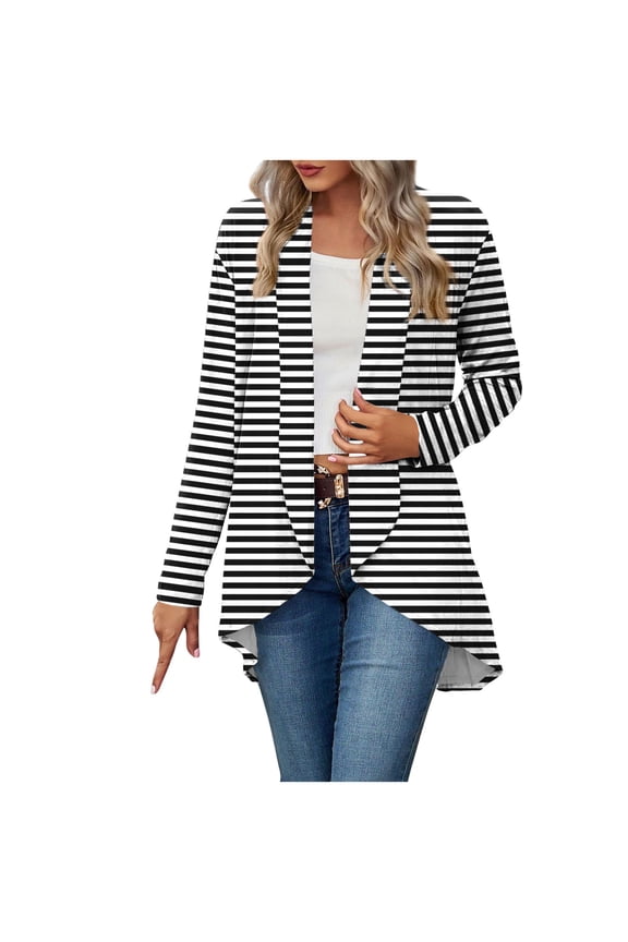 Womens Open Front Lightweight Cardigan Casual Sweater Blazer High Low Work Office Business Jacket Outerwear Coat