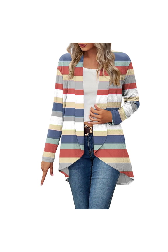 Womens Open Front Lightweight Cardigan Casual Sweater Blazer High Low Work Office Business Jacket Outerwear Coat