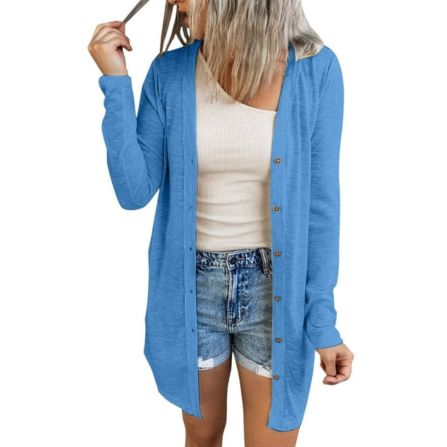Womens Open Front Lightweight Long Cardigan Button Down Loose Solid Outerwear Womens Cardigan Petite Fuzzy Sweater Cardigan Women V Neck Cotton Cardigan Womens Cardigans Fall And Striped Sweater