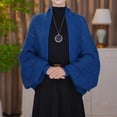 thumbnail image 1 of Womens Open Front Long Sleeve Knit Cardigan Sweater Color Block Cardigan (Blue XXXXXXS), 1 of 3