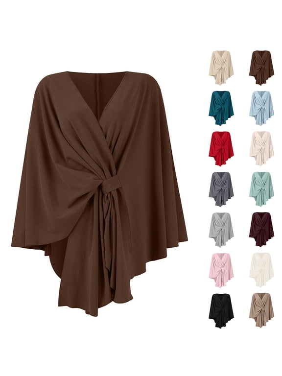 Womens Open Front Poncho Sweater Wrap Topper Knitted Elegant Shawls Cape for Spring Fall Winter, Wraps Soft Open Front Dark Gray