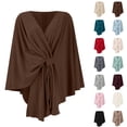 thumbnail image 1 of Womens Open Front Poncho Sweater Wrap Topper Knitted Elegant Shawls Cape for Spring Fall Winter, Wraps Soft Open Front Red, 1 of 4