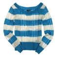 thumbnail image 1 of Womens Open Neck Stripe Cable Knit Sweater, 1 of 1