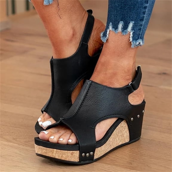 Womens Open Toe Dressy Summer Platform Sandals Buckle Ankle Strap Espadrilles Wedges Sandals Casual Boho Strappy Beach Sandals Clearance Sale