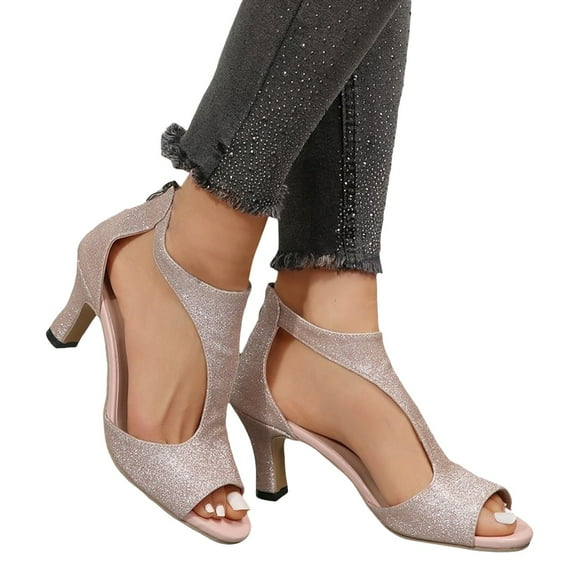 Womens Open Toe Pumps Shoes Ankle Strap Slip On Shoes Ladies Fashion Dress Shoes for Party Wedding