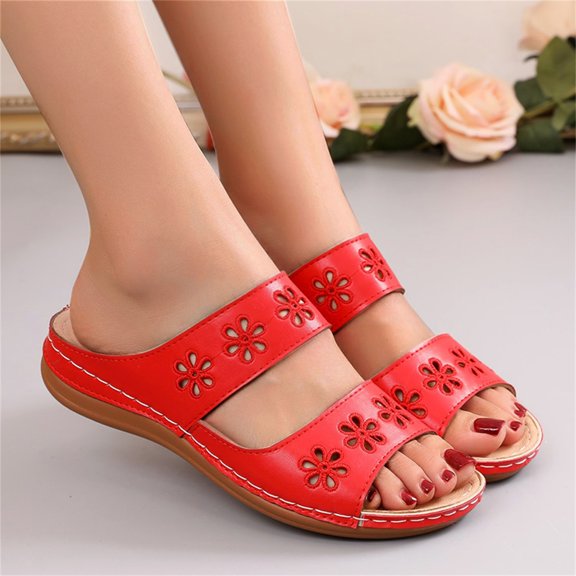 Womens Open Toe Slide Sandals Comfortable Double Strap Slippers Casual Slip On Summer Shoes