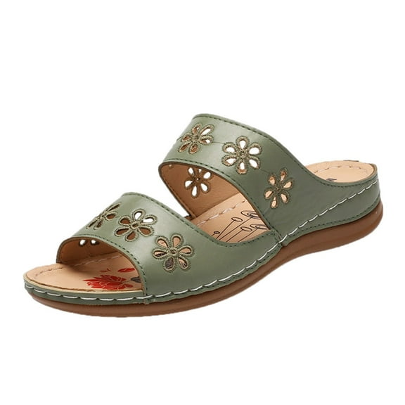 Womens Open Toe Slide Sandals Comfortable Double Strap Slippers Casual Slip On Summer Shoes