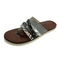 thumbnail image 1 of Womens Open Toe Slip On Flip Flop Sandals Comfortable Slide Flat Cork Sandals Casual Beach Slippers, 1 of 4