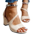 thumbnail image 1 of Womens Open Toe Strapy Pumps Shoes Buckle Ankle Strap High Heeled Shoes with Suede Arch Support, 1 of 4