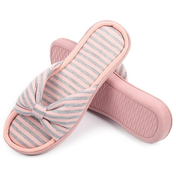 Womens Open Toe Summer Bedroom Slippers Memory Foam Pink Sandal Home Ladies Comfy Slippers（Size：7-8）