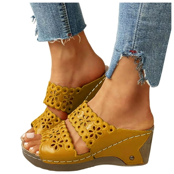 Wedges Sandals for Women Open Toe High Heeled Sandals Double Strap Casual Summer Shoes for Women