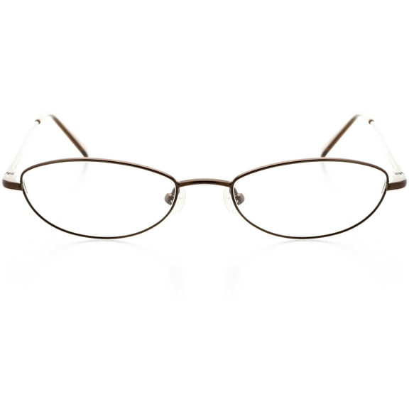 Womens Optical Eyewear - Oval Shape, Metal Full Rim, Brown
