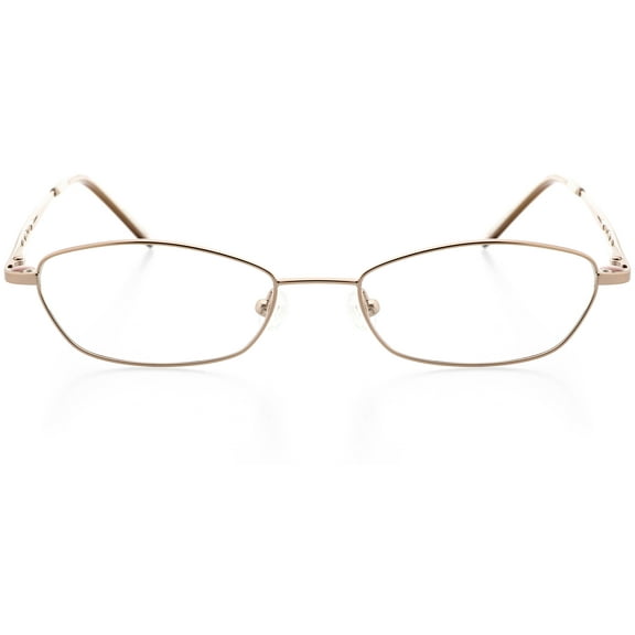 Womens Optical Eyewear - Oval Shape, Metal Full Rim, Shiny Brown